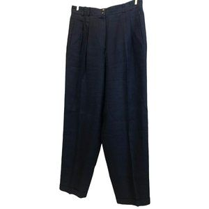 VTG Liz Claiborne USA Linen Pleated & Cuffed Navy Pants sz 14